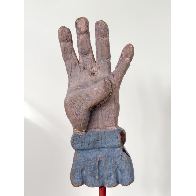 Red Odd Fellows Folk Art Wood Sculpture, Vintage Heart in Hand Carving For Sale - Image 8 of 12