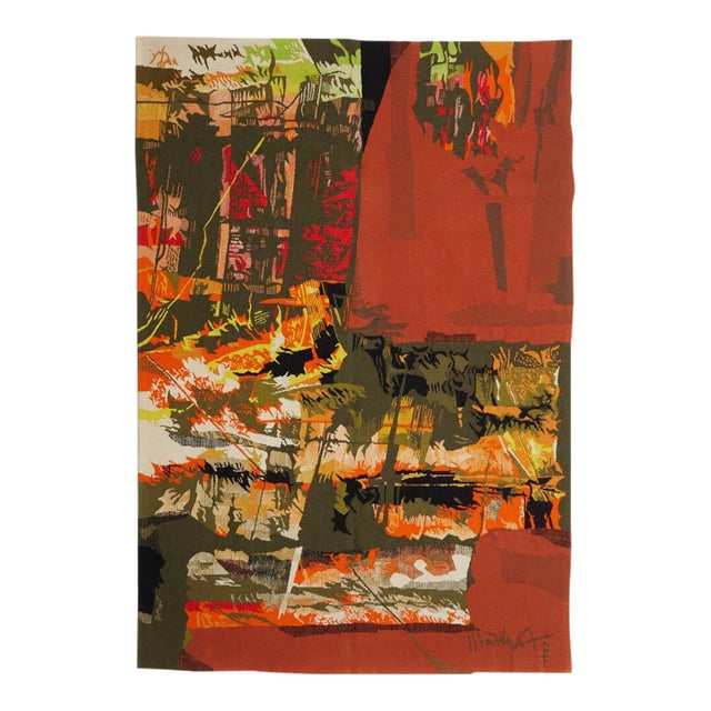 Vintage Signed Matégot Aubusson Frémissement Abstract Tapestry - Rug & Kilim For Sale