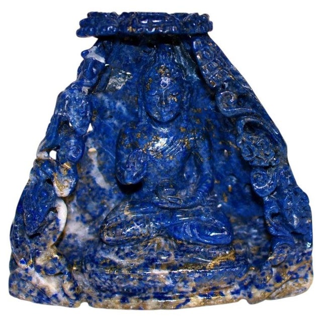 Lapis Lazuli Buddha in Alcove Finely Carved For Sale