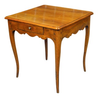 French Louis XV Style Walnut Side table with Scalloped Apron and Single Drawer For Sale