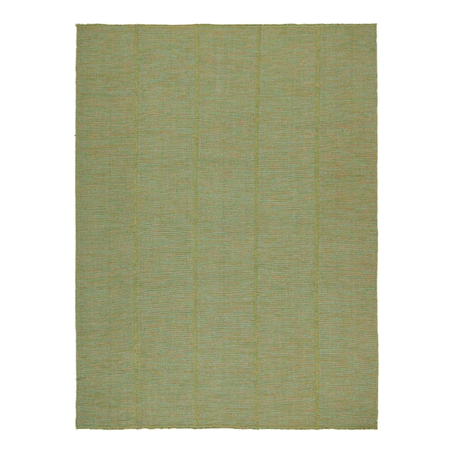 2010s Rug & Kilim’s Contemporary Kilim Rug in Green With Teal and Pink Accents For Sale