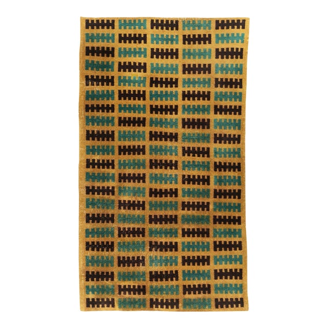 Galerie Shabab Collection Mid-20th Century Turkish Anatolian Deco Throw Rug For Sale