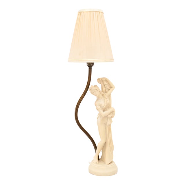 Cast Artificial Marble Table Lamp with Fabric Shade, Vienna, Austria, 1960s For Sale
