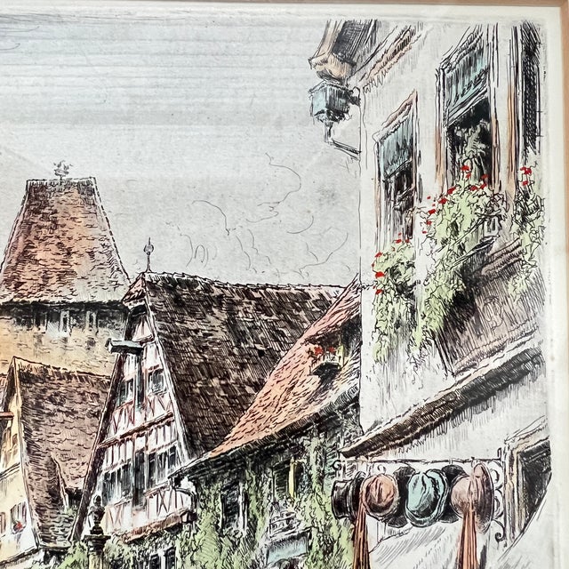 Early 20th Century Signed Original Handcolored Etching of Rothenburg on the Tauber by Paul Geissler For Sale In San Antonio - Image 6 of 10
