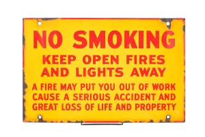 Antique Yellow Porcelain "No Smoking" Sign
