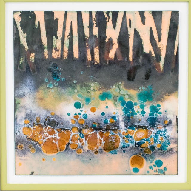 Welch Abstract Judaica Enamel Mounted Wall Panel Plaque Artwork by George Welch, Circa 1950 For Sale - Image 4 of 15