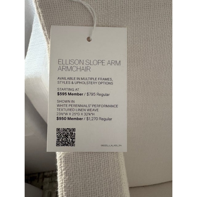 Rh Ellison Slope Arm Dining Armchairs – Set of 4 Perennials® Performance Textured Linen Weave – White | Recessed Casters For Sale In Columbus - Image 6 of 8