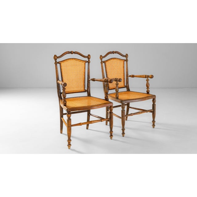 1900s French Louis XIII Wooden Armchairs With Cane Seats & Backs - A Pair For Sale - Image 13 of 18