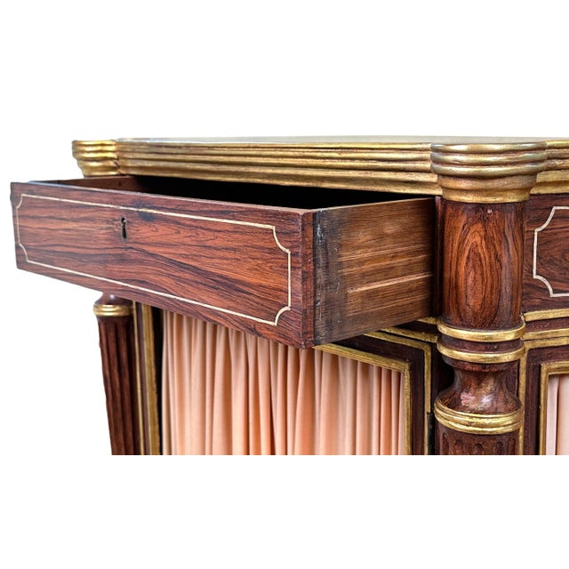 Hollywood Regency Regency Simulated Rosewood Breakfront Side Cabinet, 1830 For Sale - Image 3 of 14