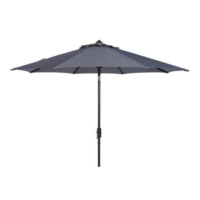 Resistant 9 Ft Auto Tilt Crank Umbrella in Grey For Sale