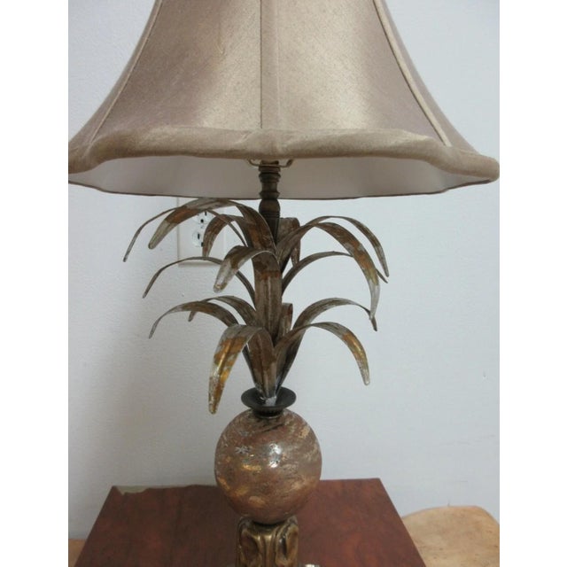 1990s 1990s Fine Art Lamps Gold Gilt Mercury Glass Italian Regency Column table Lamp Shade B For Sale - Image 5 of 8