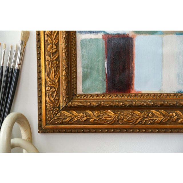 Original Framed Abstract Painting in Antique Gold Bronze Frame For Sale In New York - Image 6 of 13