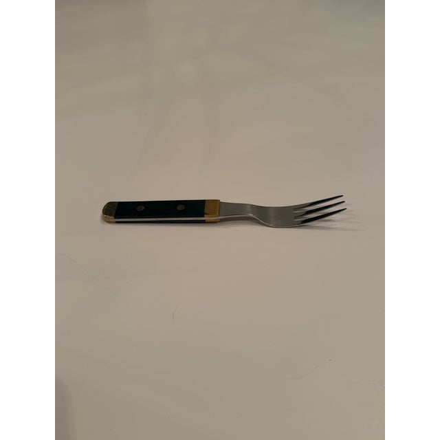 Wood Rare Set of Vintage Swedish Stainless Steel Brass & Wood Flatware For Sale - Image 7 of 15