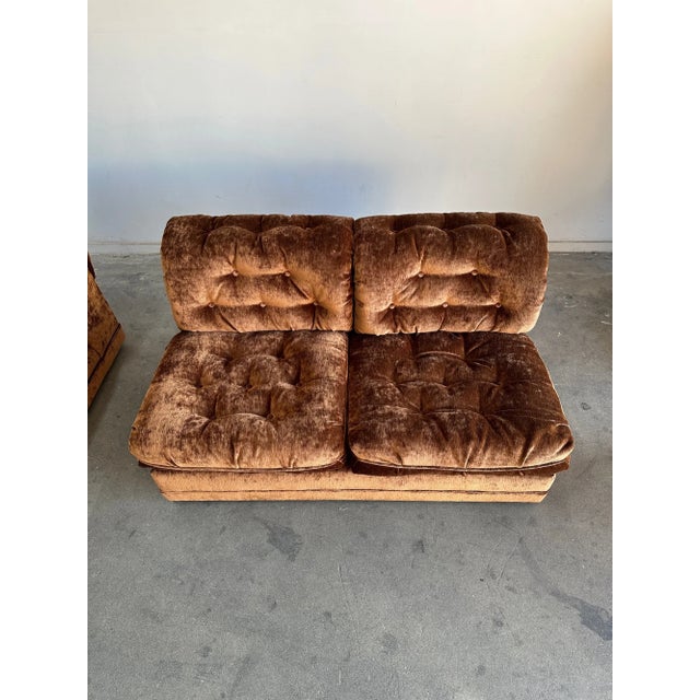 1970s Tufted Sectional in High Pile Chenille For Sale - Image 13 of 17