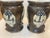 Chinoiserie Pair Antique Chinese Brown Glaze With Blue & Withe Decor Garden Stools For Sale - Image 3 of 16