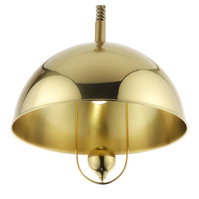 Vintage Pendant Lamp in Polished Brass by Florian Schulz, 1970s For Sale