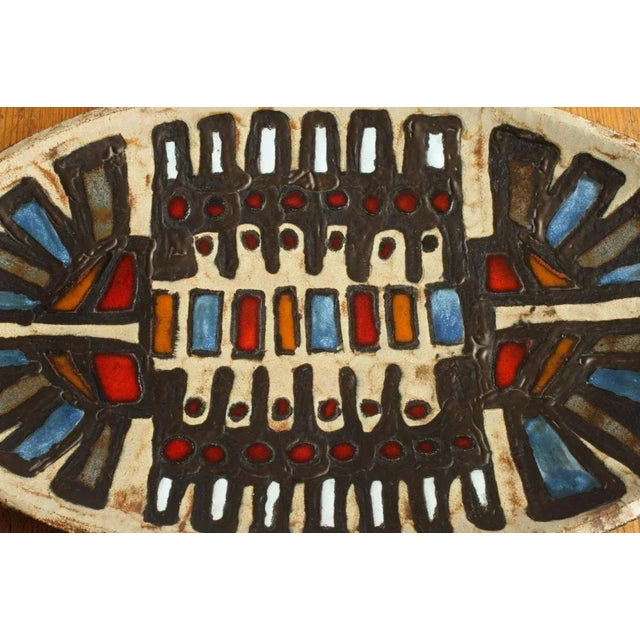 Ceramic Brutalist Ceramic Centerpiece Plate by Perignem, Belgium, 1960s For Sale - Image 7 of 12