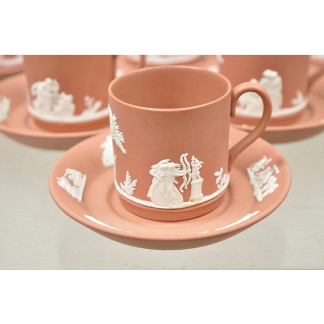 Ceramic Early 20th Century Wedgwood Terracotta Jasperware Miniature Tea Set Demitasse Cup & Saucer 14 PCS For Sale - Image 7 of 12