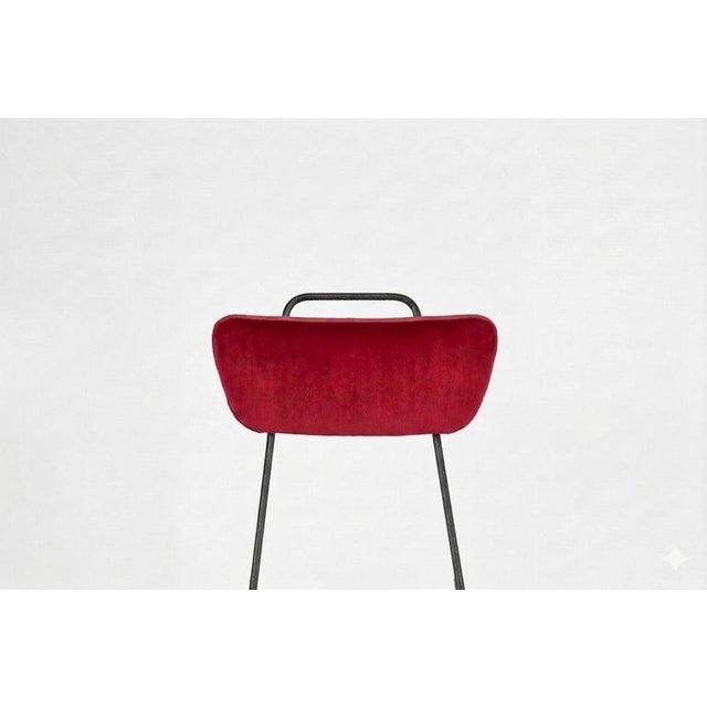 French Midcentury Metal and Velvet Chair, 1950s For Sale - Image 4 of 12