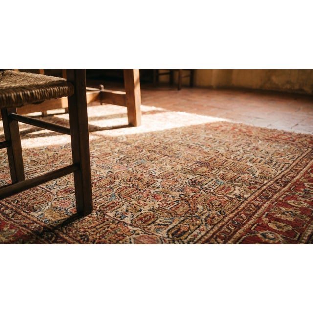 Beige 1880s Ivory Paisley Traditional Antique Senneh Persian Rug 4'2" X 6'4" Handknotted Wool Carpet For Sale - Image 8 of 8