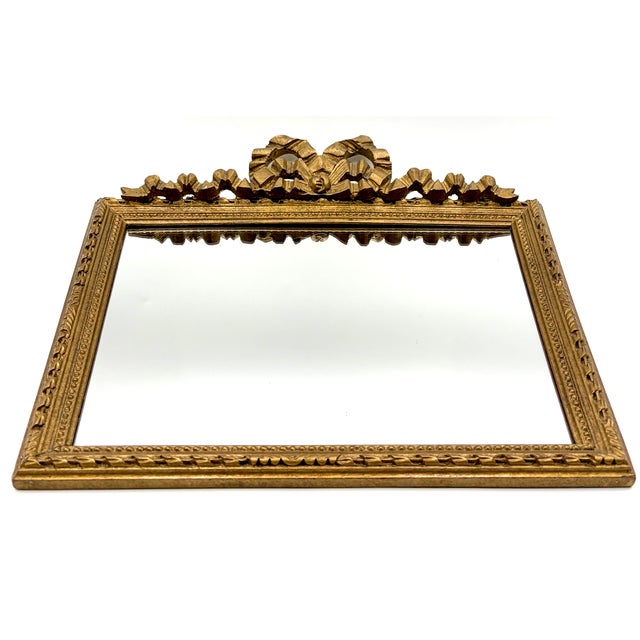 Vintage French Rectangular Giltwood Bow & Ribbon Mirror For Sale In Houston - Image 6 of 6