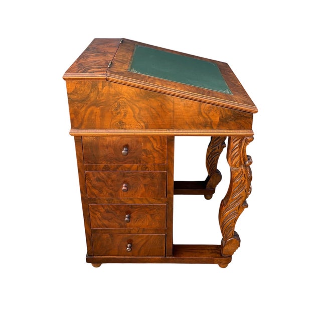 English Regency Revival Burr Walnut Davenport Desk, 20th Century For Sale - Image 4 of 11