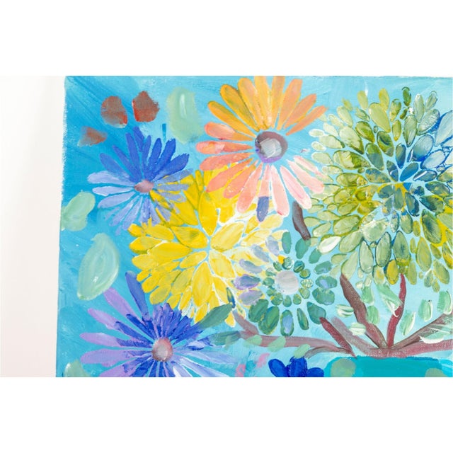 American Laura Davis (American, North Carolina, 21st C.) "Green Blooms" Acrylic on Canvas For Sale - Image 3 of 5