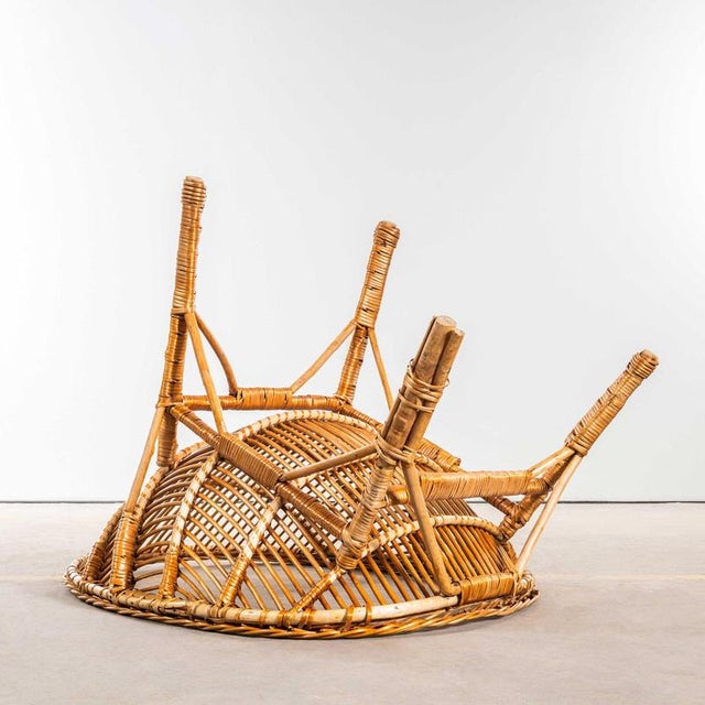 Brown French Rattan Dish Armchair, 1960s For Sale - Image 8 of 9