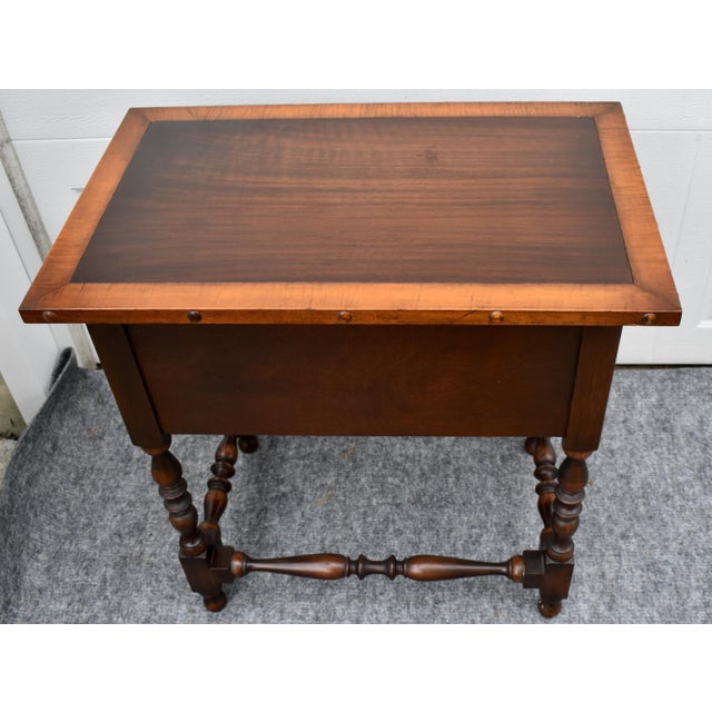 Antique Walnut Table William and Mary Style Accent Side 3 Drawers For Sale - Image 4 of 16