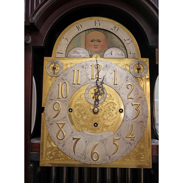 Antique Late 19th Century Victorian Mahogany 9 Tube Tall Case Grandfather Clock For Sale - Image 14 of 17