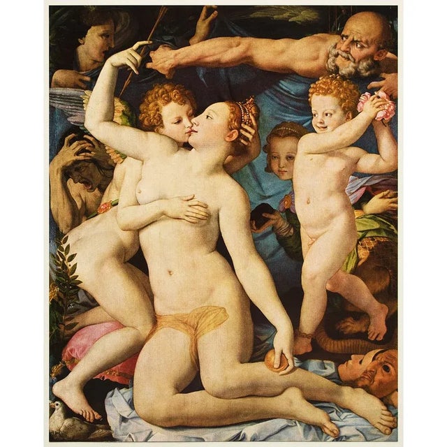 Paper 1955 After Bronzino "Venus, Cupid, Folly and Time", Vintage Full-Color Print For Sale - Image 7 of 8