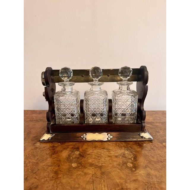 Antique Oak Bottle Tantalus, 1890, Set of 4 For Sale - Image 4 of 6