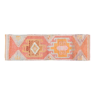 1960s Vintage Anatolian Oushak Handmade Hand Knotted Runner Rug With Natural Colors,3'x10'5" For Sale
