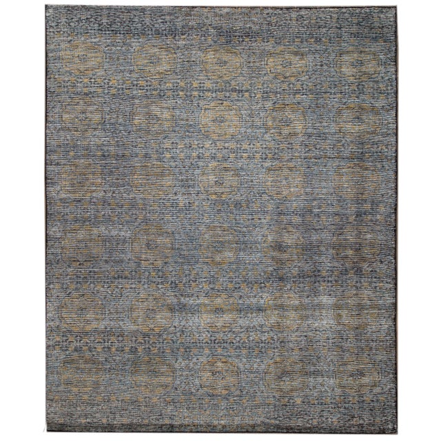 Textile Modern Soumak Style Wool Rug Handmade Gray With Allover Design For Sale - Image 7 of 7