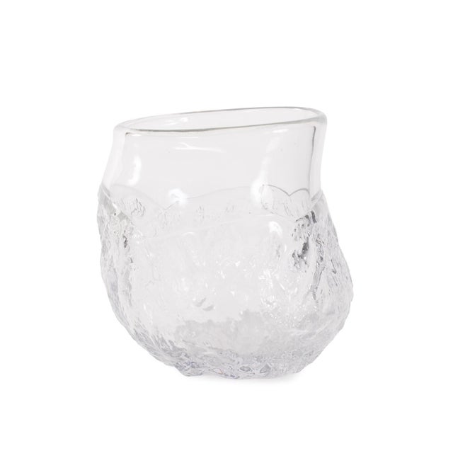 Kenneth Ludwig Chicago Portage Ice Clear Abstract Glass Vase- Short For Sale - Image 4 of 11