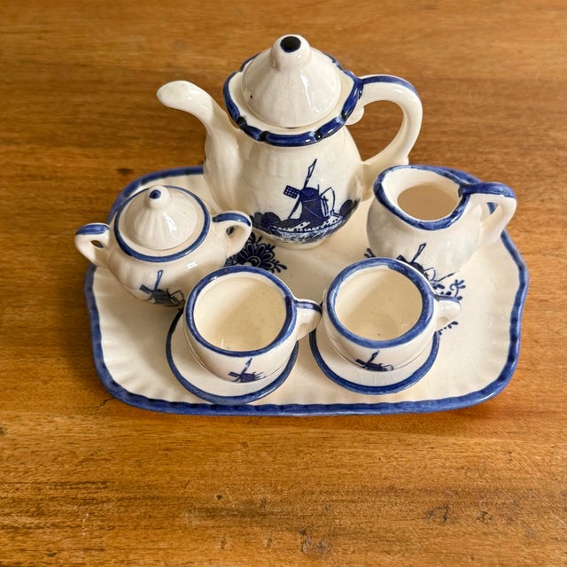 1970s 1970s Miniature Delft Style Teaset - 10 Pieces For Sale - Image 5 of 5