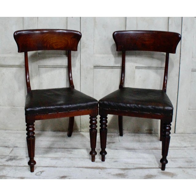 Regency Dark Oak and Oilcloth Chairs, 1830, Set of 2 For Sale - Image 10 of 10