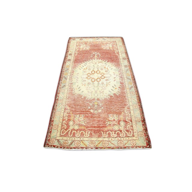 1960s 1960s Red Vintage Turkish Runner 3'6" X 6'11" For Sale - Image 5 of 5