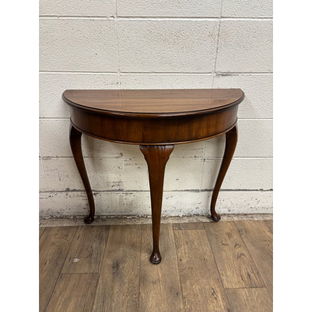 Vintage Queen Anne Style Half Moon Demilune Entry Hall Table Console For Sale - Image 10 of 12