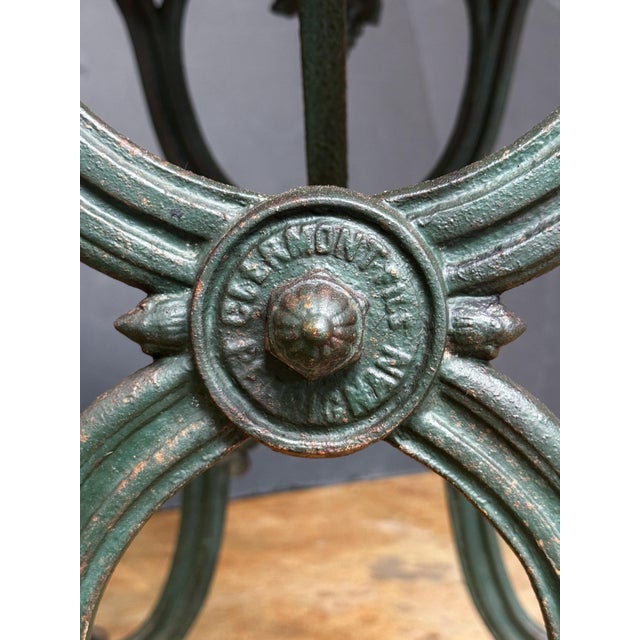 French Bistro or Conservatory Table With Marble Top Over Cast Iron Base For Sale - Image 10 of 10