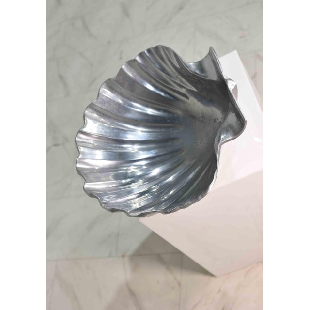 Coastal Polished Aluminum Decorative Clamshell Bowl Catchall For Sale - Image 9 of 13