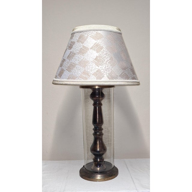 Vintage Table Lamp by Diga Colmore with Metal Base and Fabric Shade, 1990s, in Very Good conditions. Designed 1990 to 1999...