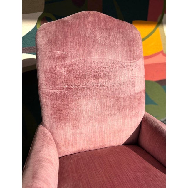 Pink Hollywood Regency Pink Velvet Accent Chair Pair For Sale - Image 8 of 11