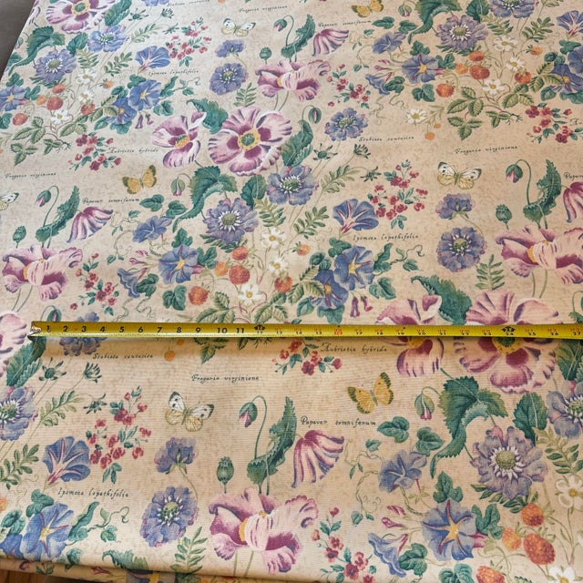 Textile Vintage Berry Butterfly Botanical Screen Print Upholstery Fabric, 6 Yards For Sale - Image 7 of 11