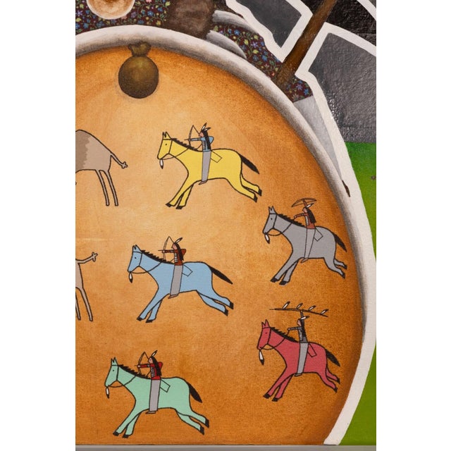 Textile Marcus Cadman - Remaining True 2001 Signed Acrylic on Canvas Native American Art For Sale - Image 7 of 9