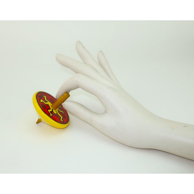 Wood Keith Haring Yellow Lacquered Wood 'Dancing Man' Spin Top, 1992 For Sale - Image 7 of 8