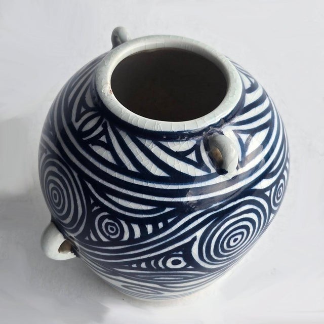 Vintage Studio Pottery Hand Painted Crackle Glaze Hanging Vase For Sale - Image 9 of 10