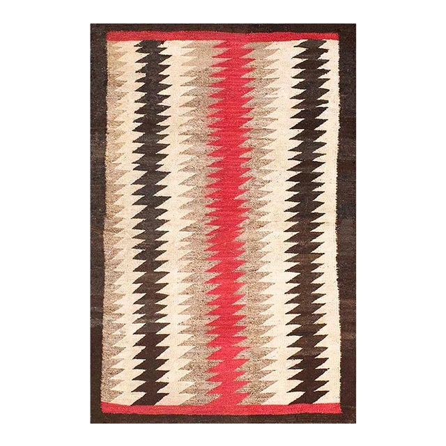 1930s Multicolor Stripe Antique American Navajo Eye Dazzler Rug '1" X 4'7" Flatweave Wool Carpet For Sale