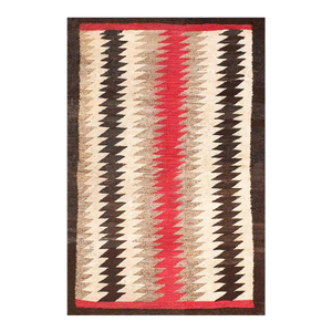 1930s Multicolor Stripe Antique American Navajo Eye Dazzler Rug '1" X 4'7" Flatweave Wool Carpet