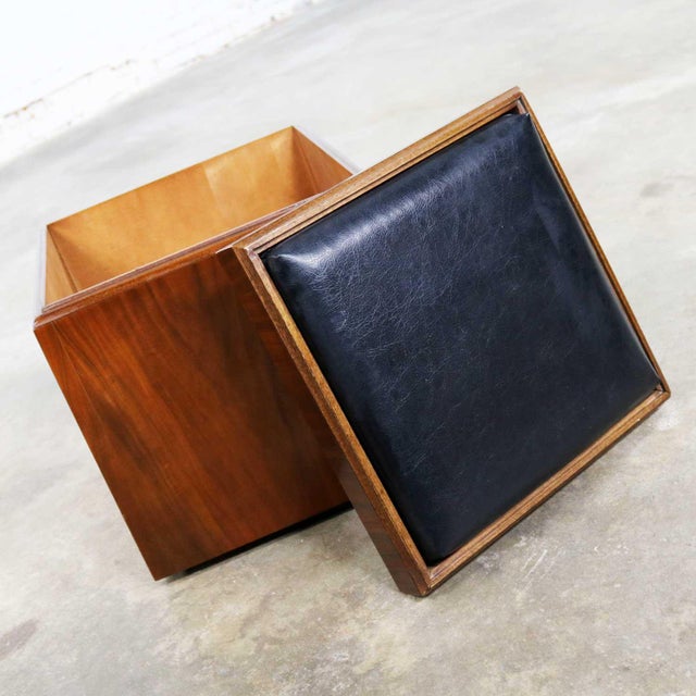 Mid Century Modern Lane Rolling Cube Storage Ottoman With Game Board